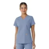 Force Essentials V-Ausschnitt-Scrub-Oberteil für Damen mit Strick-Einsätzen