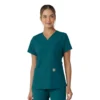 Force Essentials V-Ausschnitt-Scrub-Oberteil für Damen mit Strick-Einsätzen