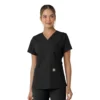 Force Essentials V-Ausschnitt-Scrub-Oberteil für Damen mit Strick-Einsätzen