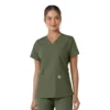 Force Essentials V-Ausschnitt-Scrub-Oberteil für Damen mit Strick-Einsätzen