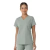 Force Essentials V-Ausschnitt-Scrub-Oberteil für Damen mit Strick-Einsätzen