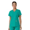 Force Essentials V-Ausschnitt-Scrub-Oberteil für Damen mit Strick-Einsätzen