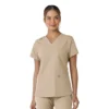 Force Essentials V-Ausschnitt-Scrub-Oberteil für Damen mit Strick-Einsätzen
