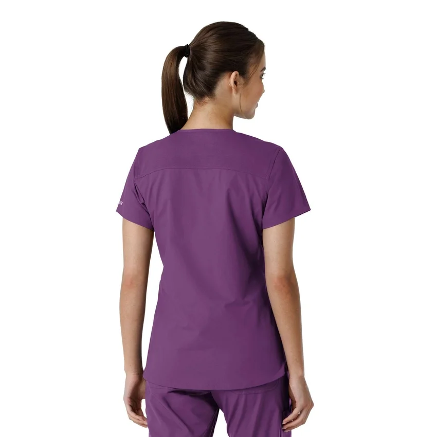 Force Essentials V-Ausschnitt-Scrub-Oberteil für Damen mit Strick-Einsätzen