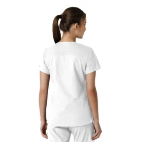 Force Essentials V-Ausschnitt-Scrub-Oberteil für Damen mit Strick-Einsätzen