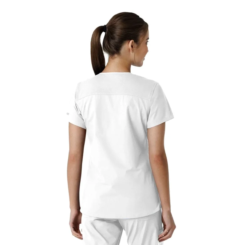 Force Essentials V-Ausschnitt-Scrub-Oberteil für Damen mit Strick-Einsätzen
