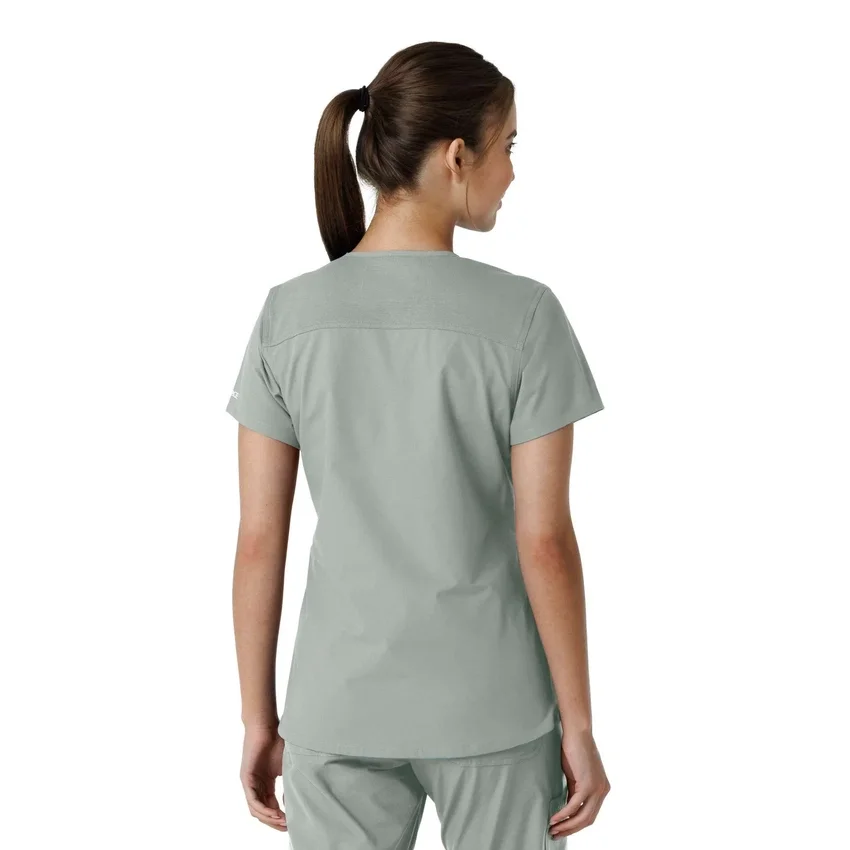 Force Essentials V-Ausschnitt-Scrub-Oberteil für Damen mit Strick-Einsätzen