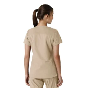 Force Essentials V-Ausschnitt-Scrub-Oberteil für Damen mit Strick-Einsätzen