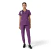 Force Essentials V-Ausschnitt-Scrub-Oberteil für Damen mit Strick-Einsätzen