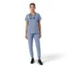 Force Essentials V-Ausschnitt-Scrub-Oberteil für Damen mit Strick-Einsätzen