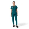 Force Essentials V-Ausschnitt-Scrub-Oberteil für Damen mit Strick-Einsätzen