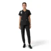 Force Essentials V-Ausschnitt-Scrub-Oberteil für Damen mit Strick-Einsätzen