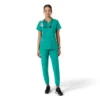 Force Essentials V-Ausschnitt-Scrub-Oberteil für Damen mit Strick-Einsätzen