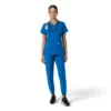 Force Essentials V-Ausschnitt-Scrub-Oberteil für Damen mit Strick-Einsätzen
