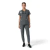 Force Essentials V-Ausschnitt-Scrub-Oberteil für Damen mit Strick-Einsätzen
