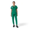 Force Essentials V-Ausschnitt-Scrub-Oberteil für Damen mit Strick-Einsätzen