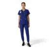 Force Essentials V-Ausschnitt-Scrub-Oberteil für Damen mit Strick-Einsätzen