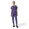Force Essentials V-Ausschnitt-Scrub-Oberteil für Damen mit Strick-Einsätzen