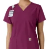 Force Essentials V-Ausschnitt-Scrub-Oberteil für Damen mit Strick-Einsätzen