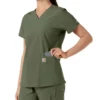 Force Essentials V-Ausschnitt-Scrub-Oberteil für Damen mit Strick-Einsätzen