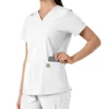 Force Essentials V-Ausschnitt-Scrub-Oberteil für Damen mit Strick-Einsätzen
