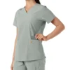 Force Essentials V-Ausschnitt-Scrub-Oberteil für Damen mit Strick-Einsätzen