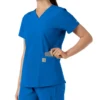 Force Essentials V-Ausschnitt-Scrub-Oberteil für Damen mit Strick-Einsätzen