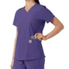 Force Essentials V-Ausschnitt-Scrub-Oberteil für Damen mit Strick-Einsätzen