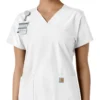 Force Essentials V-Ausschnitt-Scrub-Oberteil für Damen mit Strick-Einsätzen