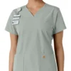 Force Essentials V-Ausschnitt-Scrub-Oberteil für Damen mit Strick-Einsätzen