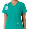 Force Essentials V-Ausschnitt-Scrub-Oberteil für Damen mit Strick-Einsätzen