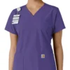 Force Essentials V-Ausschnitt-Scrub-Oberteil für Damen mit Strick-Einsätzen
