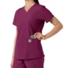 Force Essentials V-Ausschnitt-Scrub-Oberteil für Damen mit Strick-Einsätzen