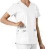 Force Essentials V-Ausschnitt-Scrub-Oberteil für Damen mit Strick-Einsätzen