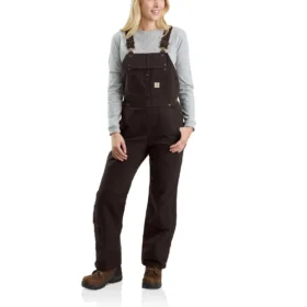 Gefütterte Latzhose für Damen aus gewaschenem Entenstoff