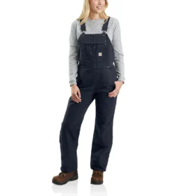 Gefütterte Latzhose für Damen aus gewaschenem Entenstoff