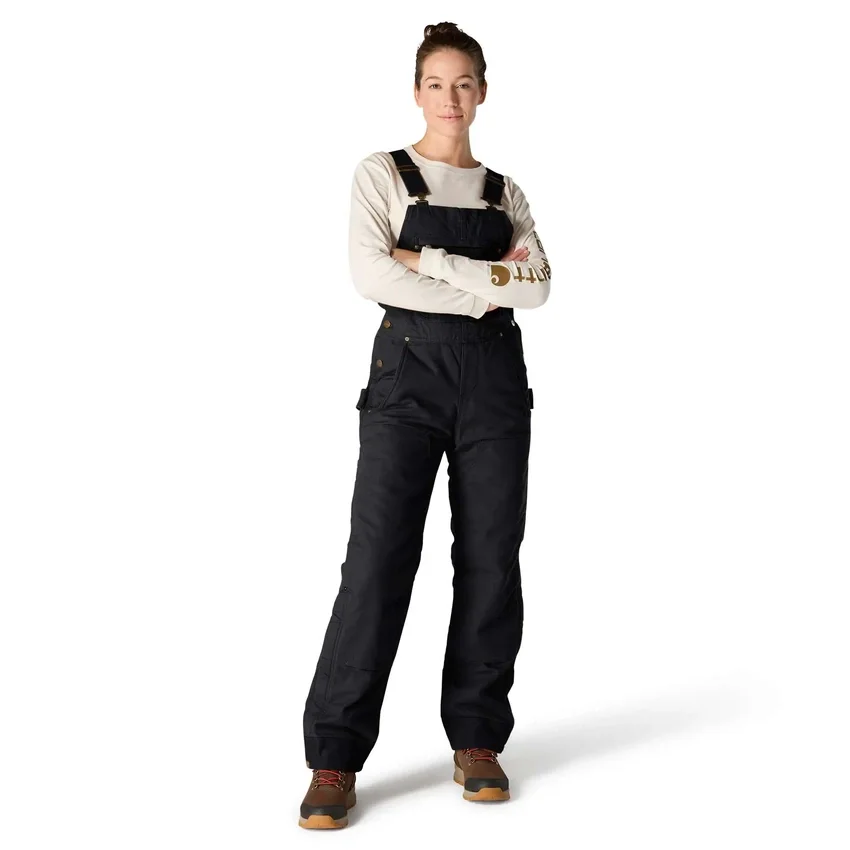 Gefütterte Latzhose für Damen aus gewaschenem Entenstoff