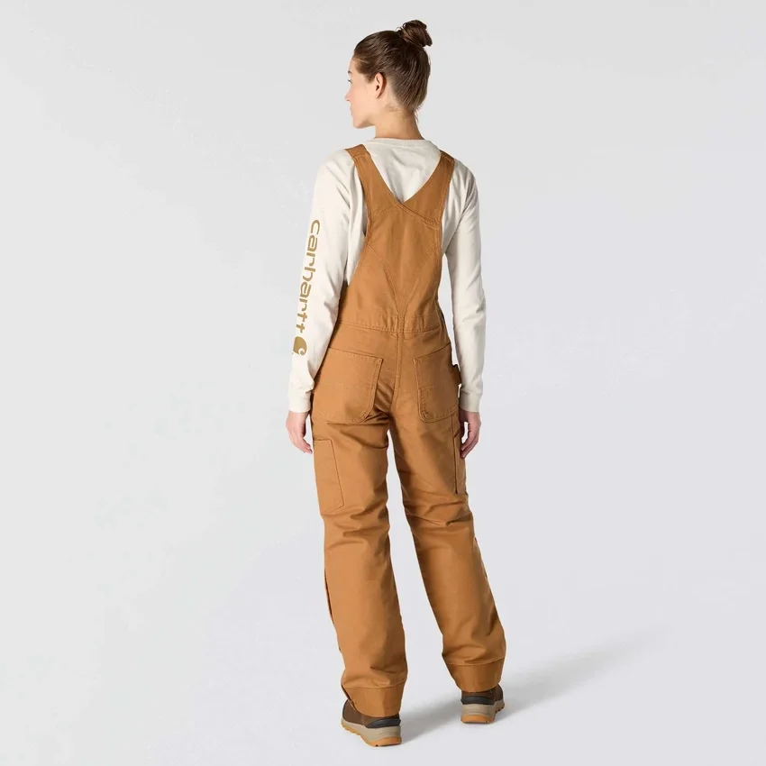 Gefütterte Latzhose für Damen aus gewaschenem Entenstoff