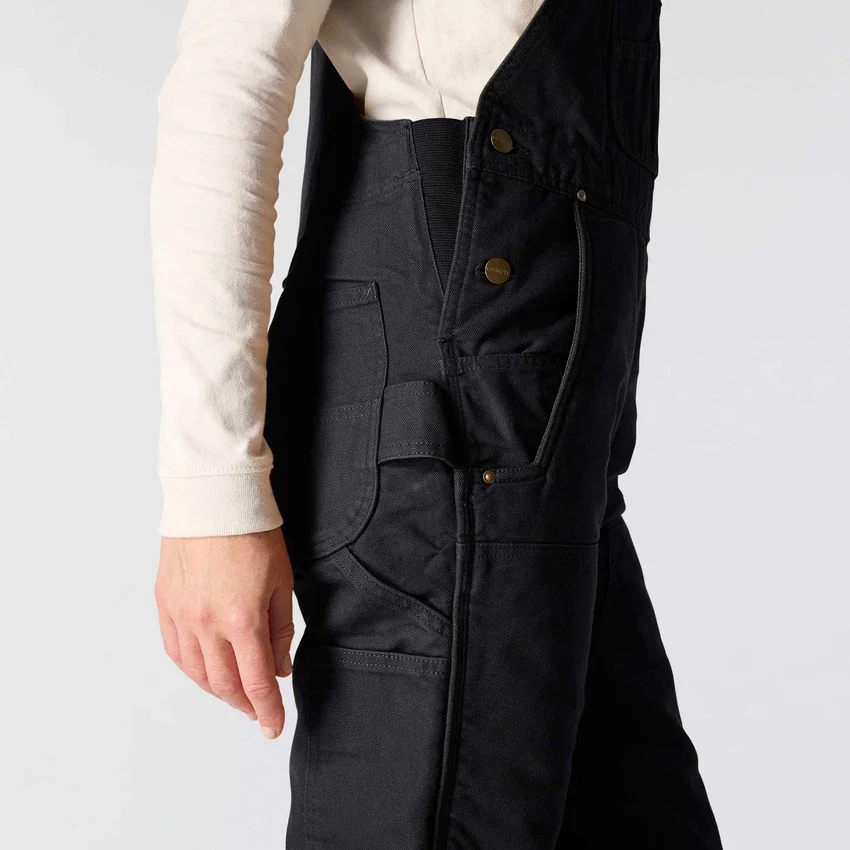 Gefütterte Latzhose für Damen aus gewaschenem Entenstoff