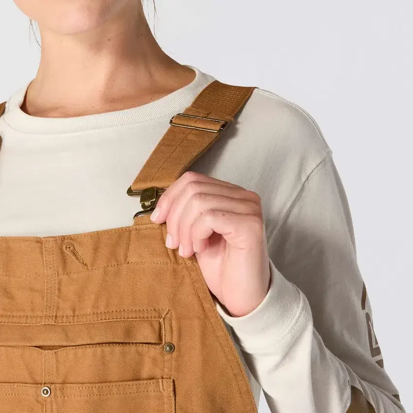 Gefütterte Latzhose für Damen aus gewaschenem Entenstoff