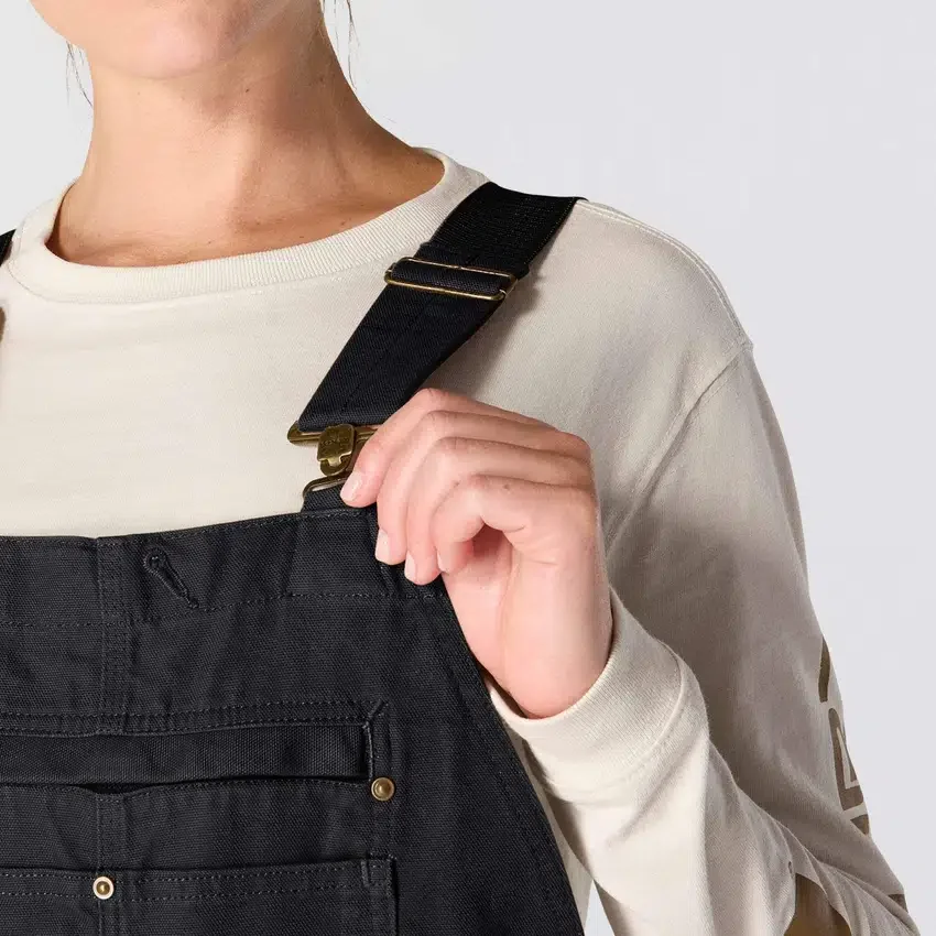 Gefütterte Latzhose für Damen aus gewaschenem Entenstoff