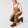 Gefütterte Latzhose für Damen aus gewaschenem Entenstoff