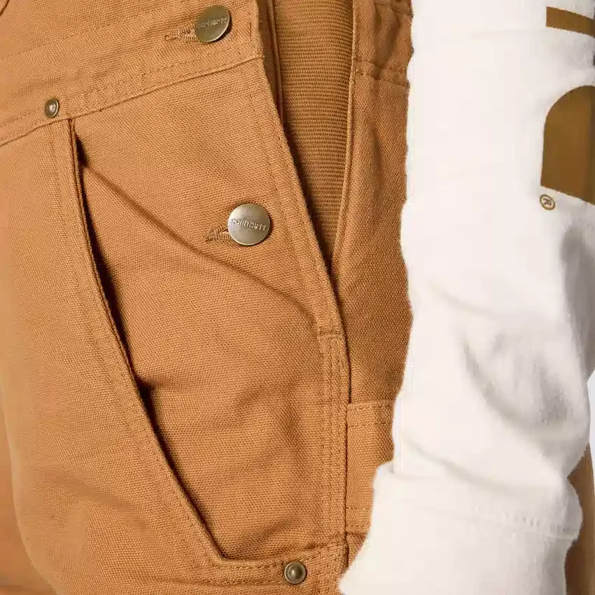 Gefütterte Latzhose für Damen aus gewaschenem Entenstoff