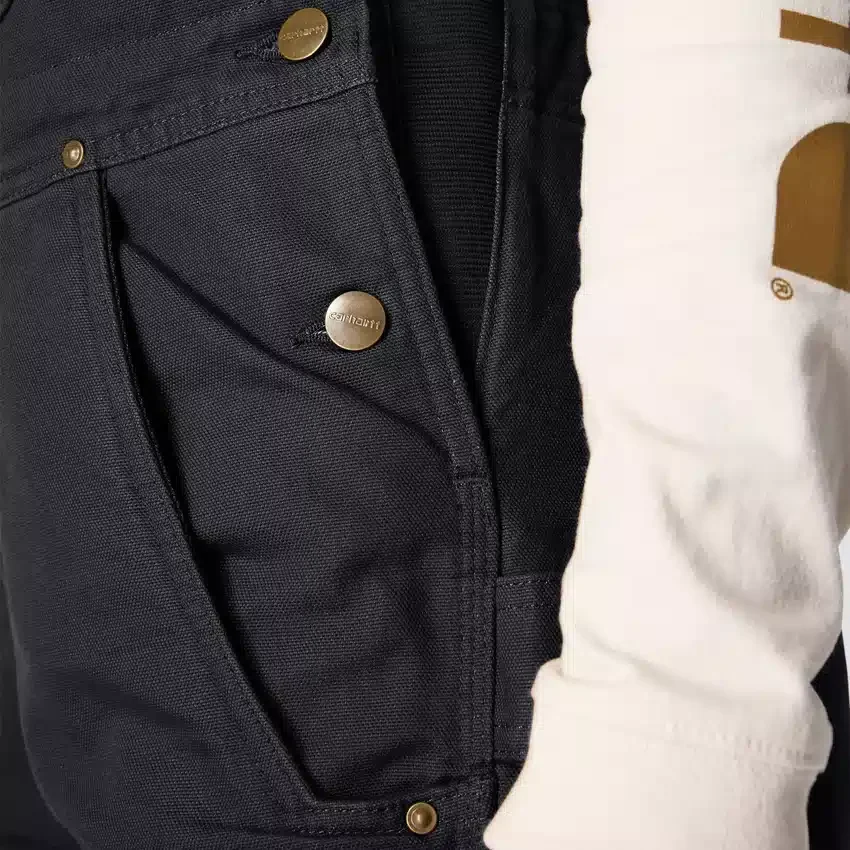 Gefütterte Latzhose für Damen aus gewaschenem Entenstoff