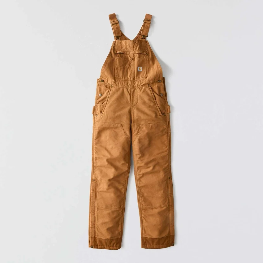 Gefütterte Latzhose für Damen aus gewaschenem Entenstoff
