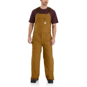 Gefütterte Latzhose für Herren aus gewaschenem Duck-Stoff
