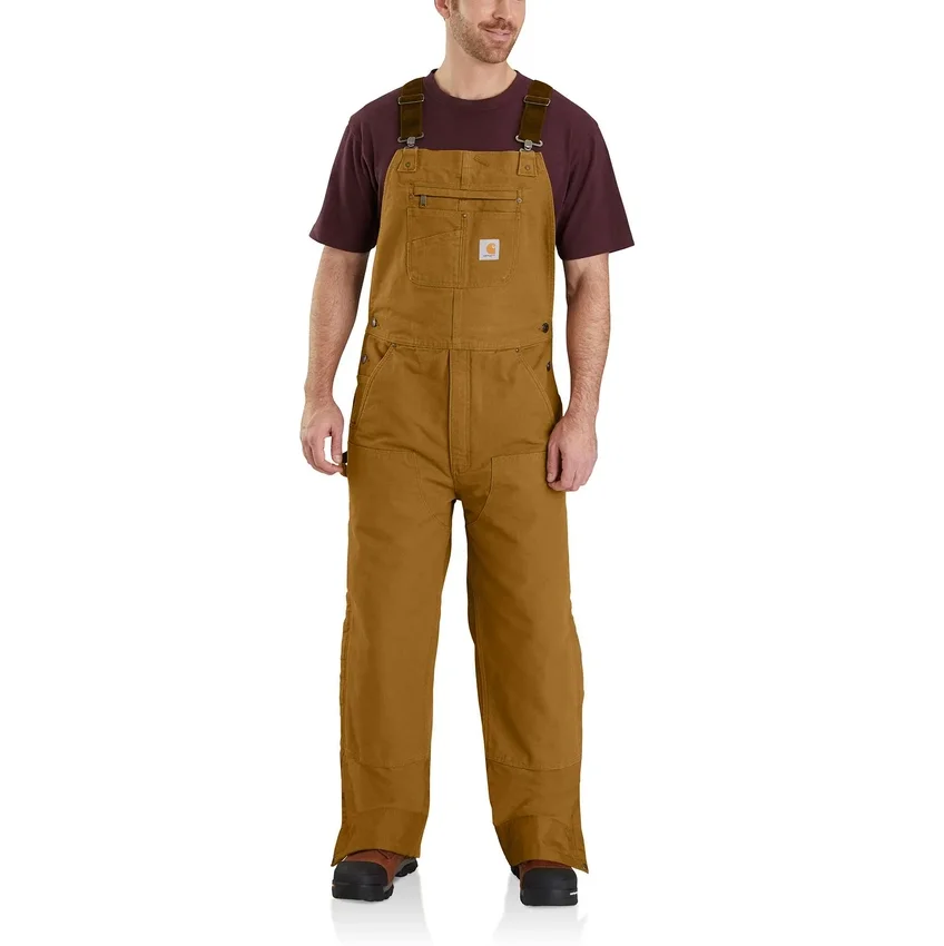 Gefütterte Latzhose für Herren aus gewaschenem Duck-Stoff