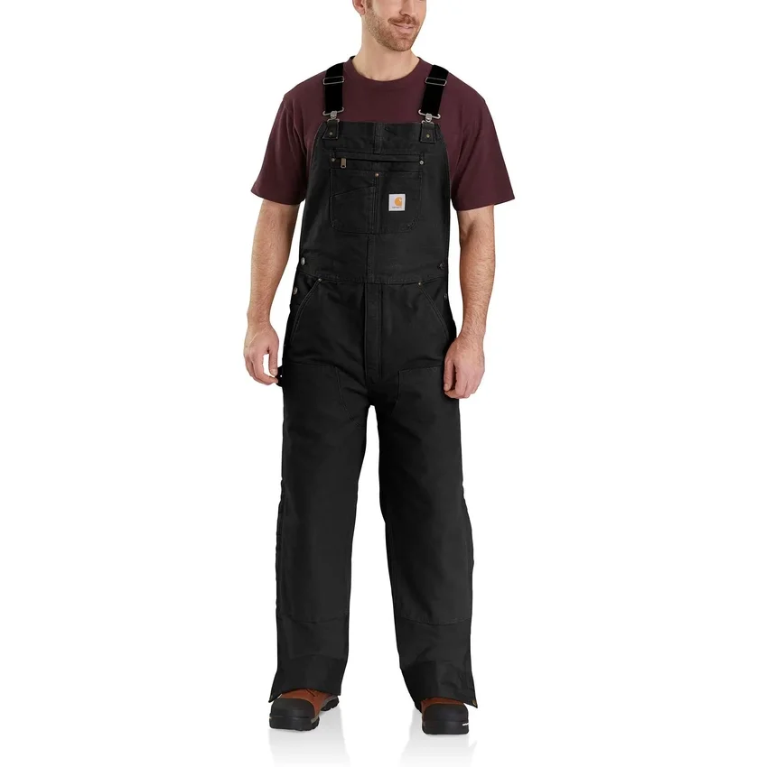 Gefütterte Latzhose für Herren aus gewaschenem Duck-Stoff