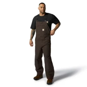 Gefütterte Latzhose für Herren aus gewaschenem Duck-Stoff