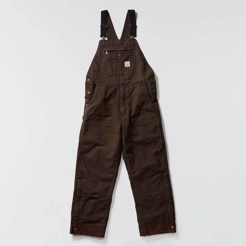 Gefütterte Latzhose für Herren aus gewaschenem Duck-Stoff
